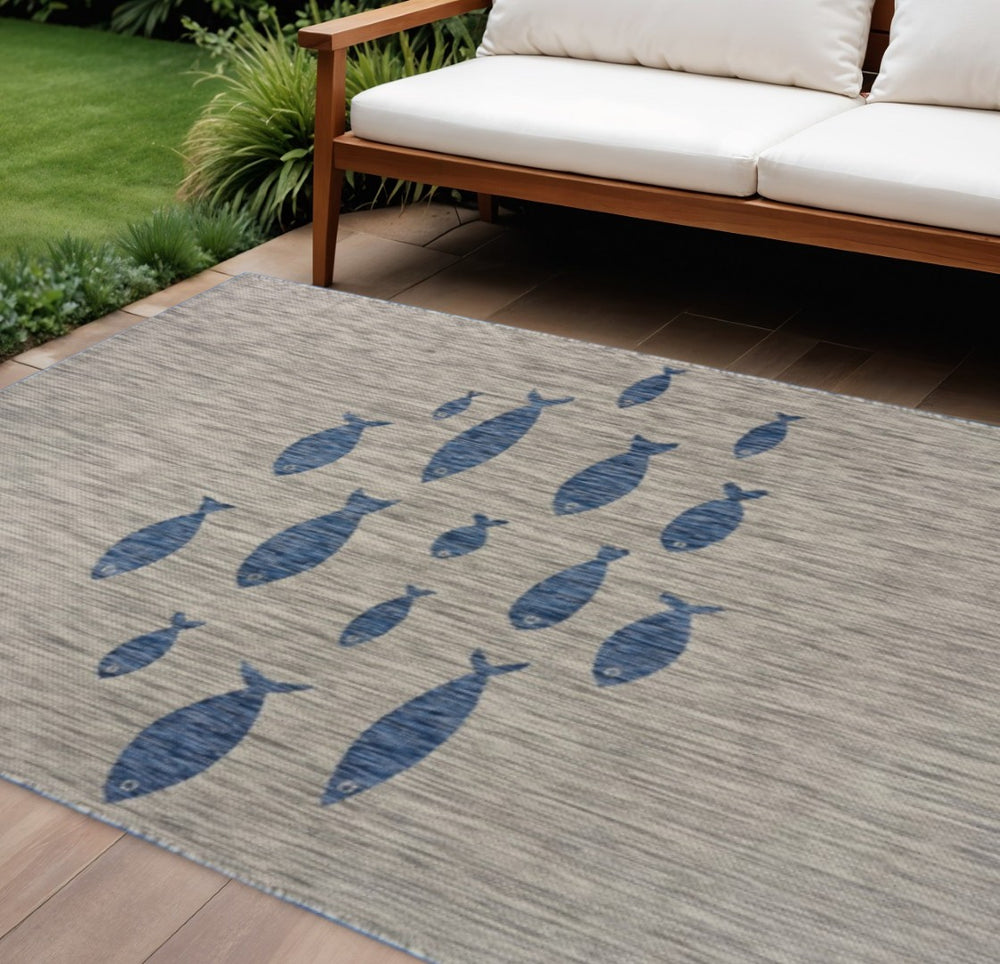 HomeRoots 8' Versatile Gray Indoor Outdoor Area Rug – Stylish, Durable, and Low-Maintenance for Any Space 8' x 10' 393764