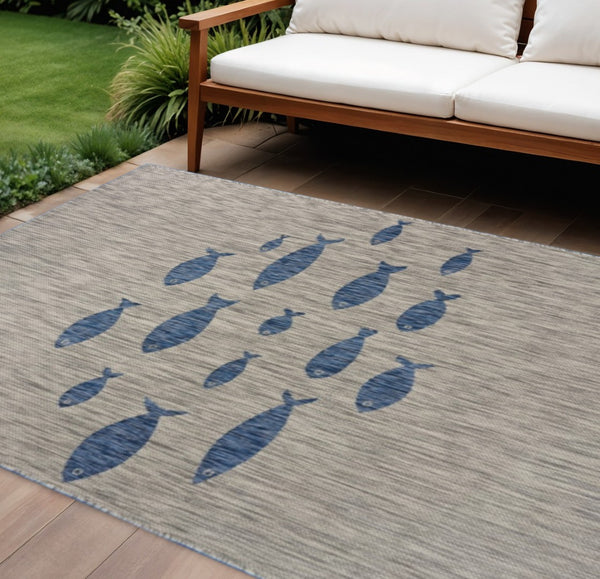 HomeRoots 8' Versatile Gray Indoor Outdoor Area Rug – Stylish, Durable, and Low-Maintenance for Any Space 8' x 10' 393764