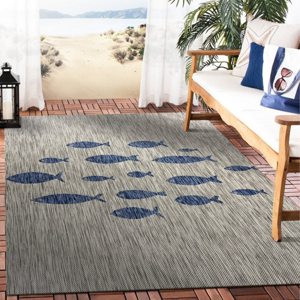 HomeRoots 8' Versatile Gray Indoor Outdoor Area Rug – Stylish, Durable, and Low-Maintenance for Any Space 8' x 10' 393764