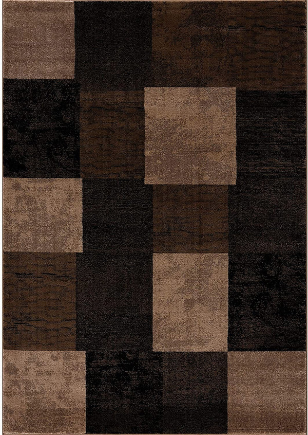 Homeroots 2' X 15' Brown Geometric Blocks Runner Rug  Olefin 393778