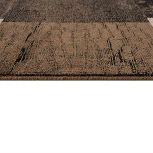 Homeroots 2' X 20' Brown Geometric Blocks Runner Rug  Olefin 393779