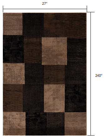 Homeroots 2' X 20' Brown Geometric Blocks Runner Rug  Olefin 393779