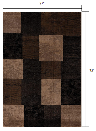 Homeroots 2' X 6' Brown Geometric Blocks Area Rug  Olefin 393782