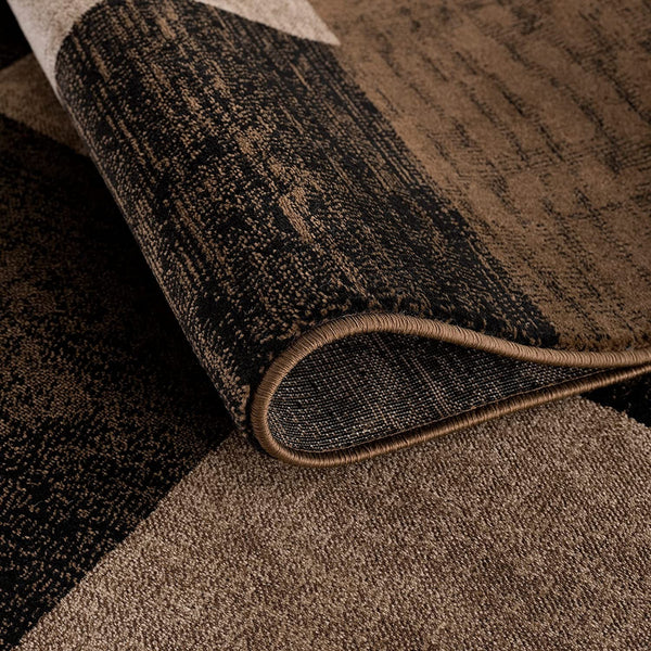 Homeroots 8' Brown Checkered Power Loom Runner Rug  Olefin 393783