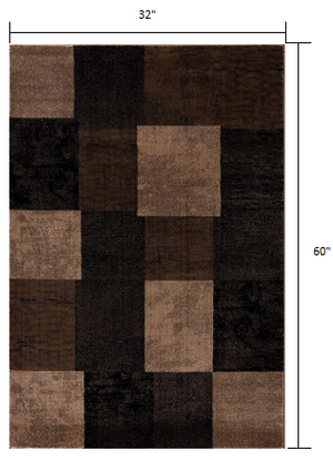 Homeroots 3' X 5' Brown Checkered Power Loom Area Rug  Polypropylene 393785