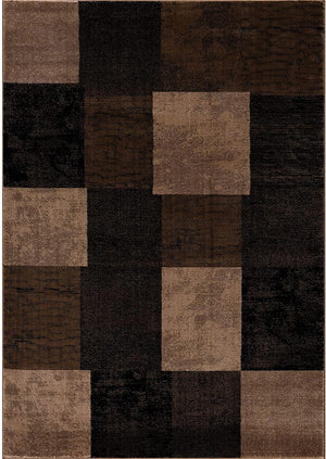 HomeRoots 10' Brown Checkered Power Loom Runner Rug - Stylish, Durable Olefin Design for High-Traffic Areas 6' X 9' 393788