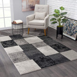 Homeroots 10' Gray Checkered Power Loom Runner Rug  Polypropylene 393791