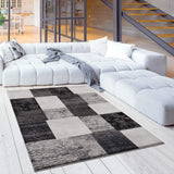 Homeroots 10' Gray Checkered Power Loom Runner Rug  Polypropylene 393791