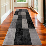 Homeroots 15' Gray Checkered Power Loom Runner Rug  Polypropylene 393794