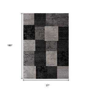 HomeRoots 10' Gray Checkered Runner Rug - Stylish Geometric Design for Hallways, Entryways & High-Traffic Areas 2' x 15' 393794