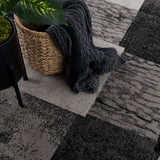 Homeroots 2' X 6' Gray Geometric Blocks Area Rug  Olefin 393798