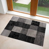 Homeroots 3' X 5' Gray Checkered Power Loom Area Rug  Polypropylene 393800