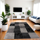 Stylish Gray Checkered Power Loom Runner Rug – Elevate Your Space with Comfort & Sophistication