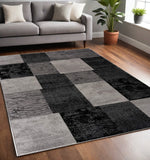 Homeroots 5' X 7' Gray Checkered Dhurrie Area Rug  Polypropylene 393802