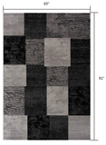 Homeroots 5' X 7' Gray Checkered Dhurrie Area Rug  Polypropylene 393802