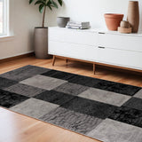 Homeroots 6' X 9' Gray Checkered Dhurrie Area Rug  Polypropylene 393803