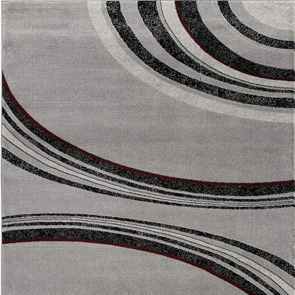 HomeRoots 10' Gray Abstract Power Loom Runner Rug - Modern Artistry for Hallways with Plush Comfort & Durability 2' x 10' 393805