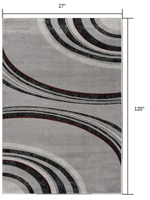Homeroots 10' Gray Abstract Power Loom Runner Rug  Polypropylene 393805