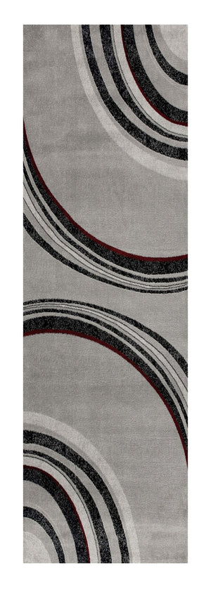 HomeRoots 10' Gray Abstract Power Loom Runner Rug - Modern Artistry for Hallways with Plush Comfort & Durability 2' x 15' 393808