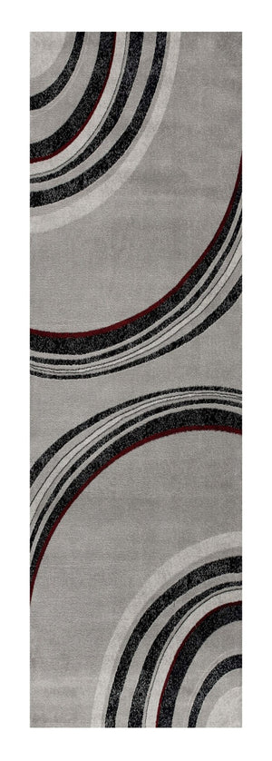 HomeRoots 10' Gray Abstract Power Loom Runner Rug - Modern Artistry for Hallways with Plush Comfort & Durability 2' x 15' 393808
