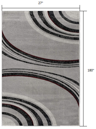 Homeroots 15' Gray Abstract Power Loom Runner Rug  Polypropylene 393808