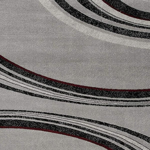 HomeRoots 10' Gray Abstract Power Loom Runner Rug - Modern Artistry for Hallways with Plush Comfort & Durability 2' x 20' 393809