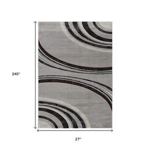 HomeRoots 10' Gray Abstract Power Loom Runner Rug - Modern Artistry for Hallways with Plush Comfort & Durability 2' x 20' 393809