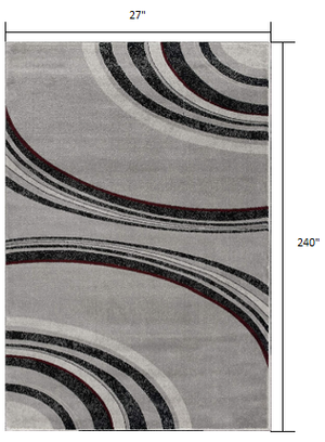 Homeroots 20' Gray Abstract Dhurrie Runner Rug  Polypropylene 393809