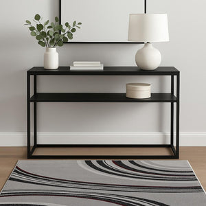 HomeRoots 10' Gray Abstract Power Loom Runner Rug - Modern Artistry for Hallways with Plush Comfort & Durability 4' X 6' 393815