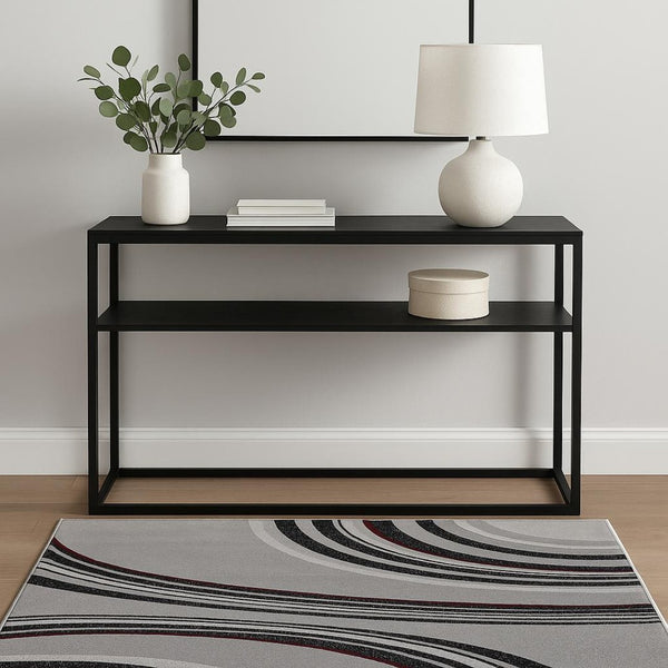 HomeRoots 10' Gray Abstract Power Loom Runner Rug - Modern Artistry for Hallways with Plush Comfort & Durability 4' X 6' 393815
