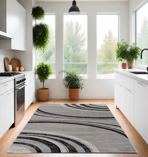 Homeroots 4' X 6' Gray Abstract Power Loom Area Rug  Polypropylene 393815