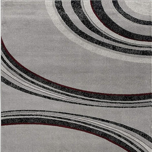 HomeRoots 10' Gray Abstract Power Loom Runner Rug - Modern Artistry for Hallways with Plush Comfort & Durability 5' X 7' 393816