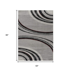 HomeRoots 10' Gray Abstract Power Loom Runner Rug - Modern Artistry for Hallways with Plush Comfort & Durability 5' X 7' 393816