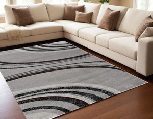 Homeroots 5' X 7' Gray Abstract Dhurrie Area Rug  Polypropylene 393816