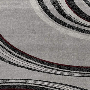 HomeRoots 10' Gray Abstract Power Loom Runner Rug - Modern Artistry for Hallways with Plush Comfort & Durability 5' X 7' 393816