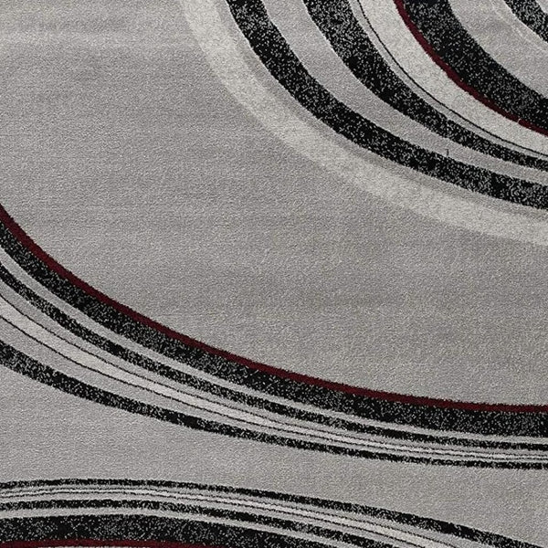 HomeRoots 10' Gray Abstract Power Loom Runner Rug - Modern Artistry for Hallways with Plush Comfort & Durability 5' X 7' 393816