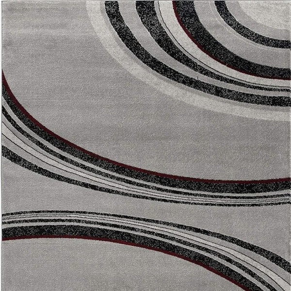 HomeRoots 10' Gray Abstract Power Loom Runner Rug - Modern Artistry for Hallways with Plush Comfort & Durability 6' X 9' 393817