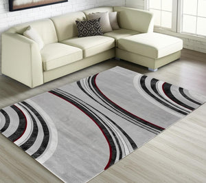 HomeRoots 10' Gray Abstract Power Loom Runner Rug - Modern Artistry for Hallways with Plush Comfort & Durability 6' X 9' 393817