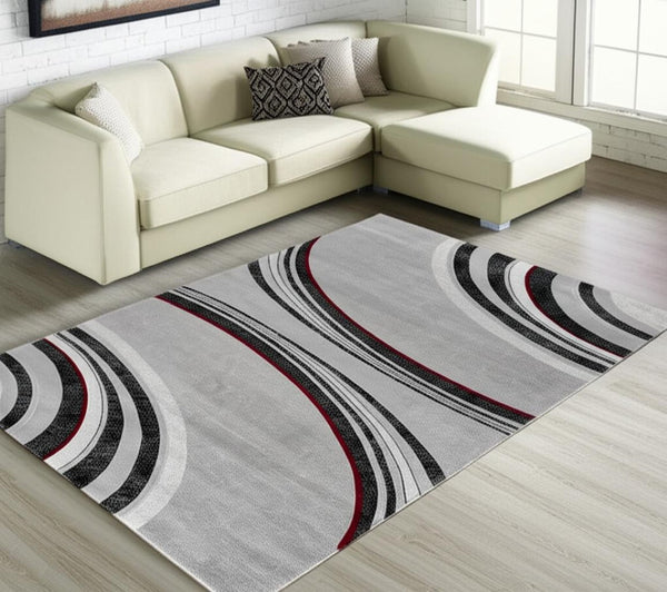 HomeRoots 10' Gray Abstract Power Loom Runner Rug - Modern Artistry for Hallways with Plush Comfort & Durability 6' X 9' 393817