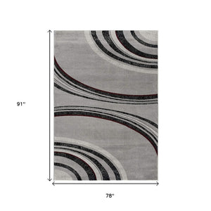 HomeRoots 10' Gray Abstract Power Loom Runner Rug - Modern Artistry for Hallways with Plush Comfort & Durability 6' X 9' 393817