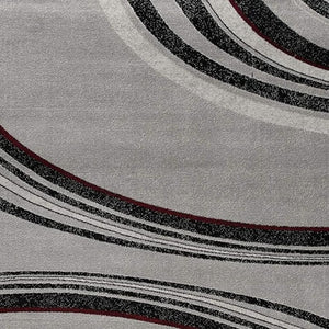 HomeRoots 10' Gray Abstract Power Loom Runner Rug - Modern Artistry for Hallways with Plush Comfort & Durability 6' X 9' 393817