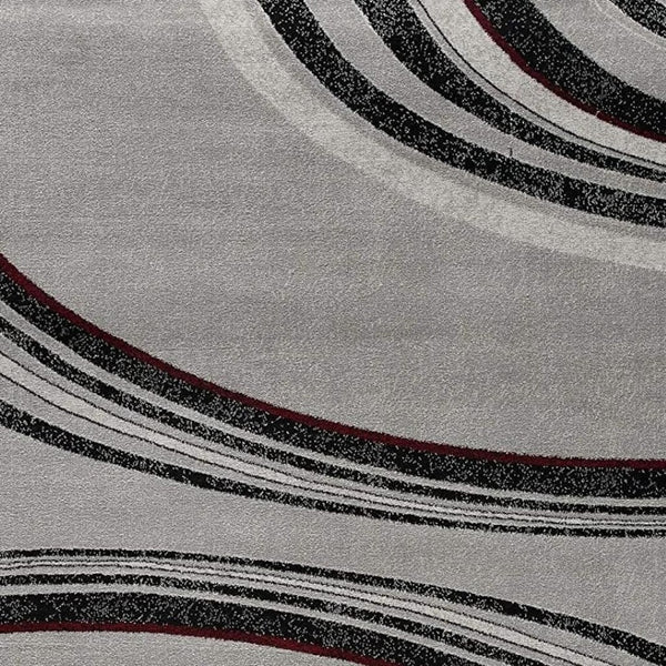 HomeRoots 10' Gray Abstract Power Loom Runner Rug - Modern Artistry for Hallways with Plush Comfort & Durability 6' X 9' 393817