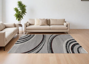Homeroots 6' X 9' Gray Abstract Dhurrie Area Rug  Polypropylene 393817