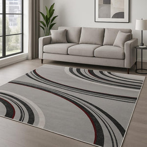 HomeRoots 10' Gray Abstract Power Loom Runner Rug - Modern Artistry for Hallways with Plush Comfort & Durability 8' X 10' 393818