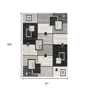 HomeRoots 10' Gray Abstract Power Loom Runner Rug – Modern Geometric Design for Stylish Entryways and Hallways 2'x 20' 393823