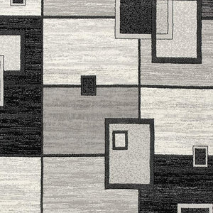 Homeroots 8' Gray And Black Geometric Power Loom Distressed Runner Rug  Olefin 393827