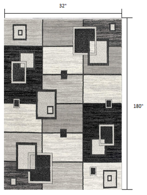 Homeroots 15' Gray Abstract Dhurrie Runner Rug  Polypropylene 393831