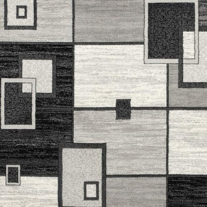 HomeRoots 10' Gray Abstract Power Loom Runner Rug – Modern Geometric Design for Stylish Entryways and Hallways 3' x 15' 393831