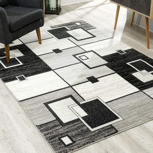 Homeroots 3' X 5' Gray Abstract Power Loom Area Rug  Polypropylene 393833