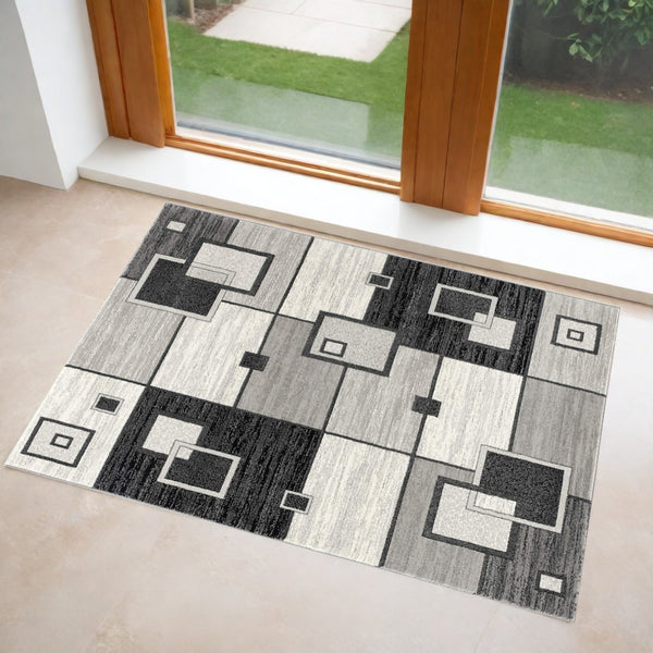 Homeroots 3' X 5' Gray Abstract Power Loom Area Rug  Polypropylene 393833
